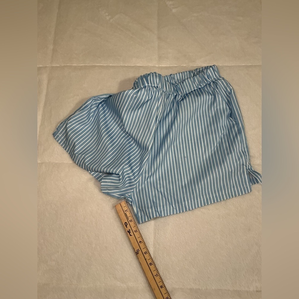 DO NOT BUY. “SOLD” Blue Striped Button-Up Shirt and Shorts Set - Picture 4 of 9